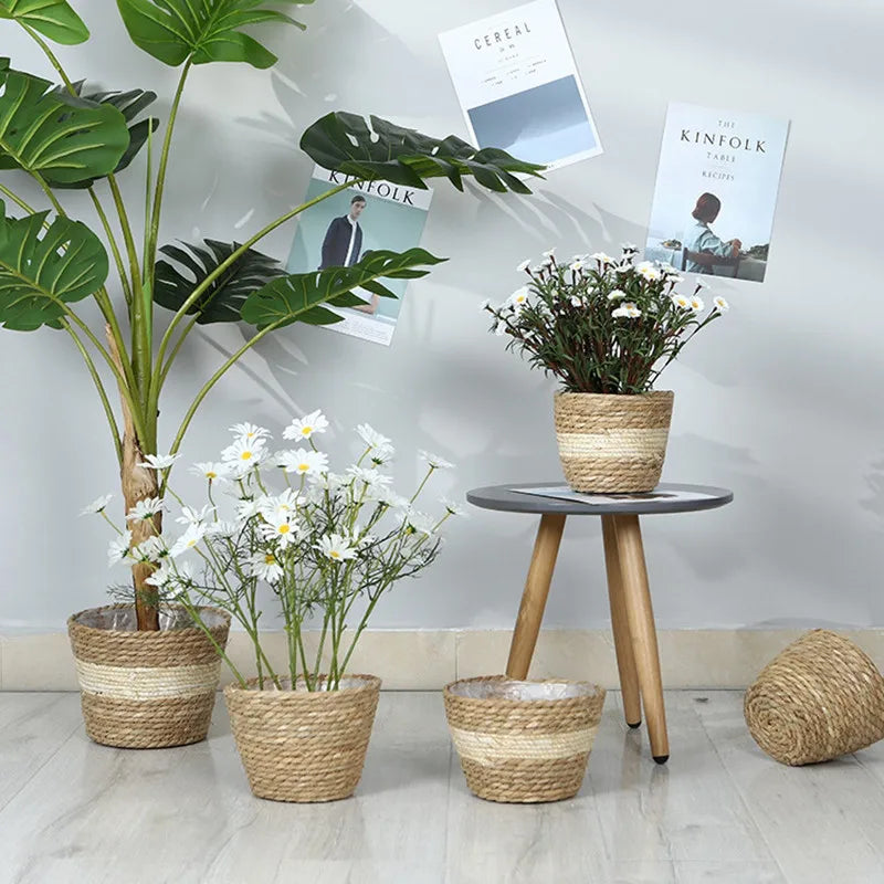 Straw Weaving Flower Plant Pot Basket