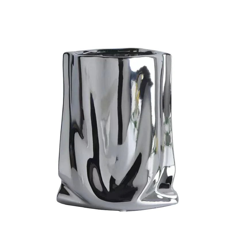 Silver Ruffled Flower Vase