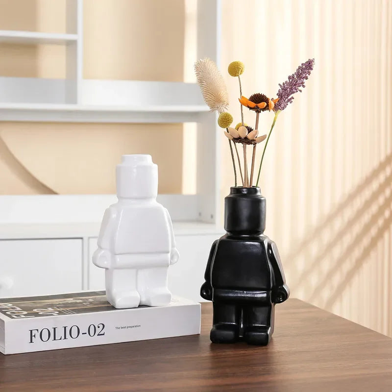 European Resin Statue & Flower Vase